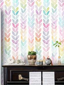 1 PC Removable Peelable Self Adhesive Matte Finish Leaf Pattern Wall Sticker For Living Room Bedroom Cabinet Wardrobe Stairs Door Easy Apply No Residue Durable Waterproof Modern Farmhouse Boho Aesthetic - multicolor - View 3