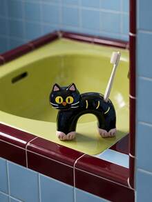 Joivida 1Pc Ceramic Toothbrush Holder, Black Cat Cartoon Toothbrush Holder, High Aesthetic Storage Rack For Bathroom, Ideal As Toothpaste And Washing Storage Base For Couples And Home Use - Multicolor - View 3