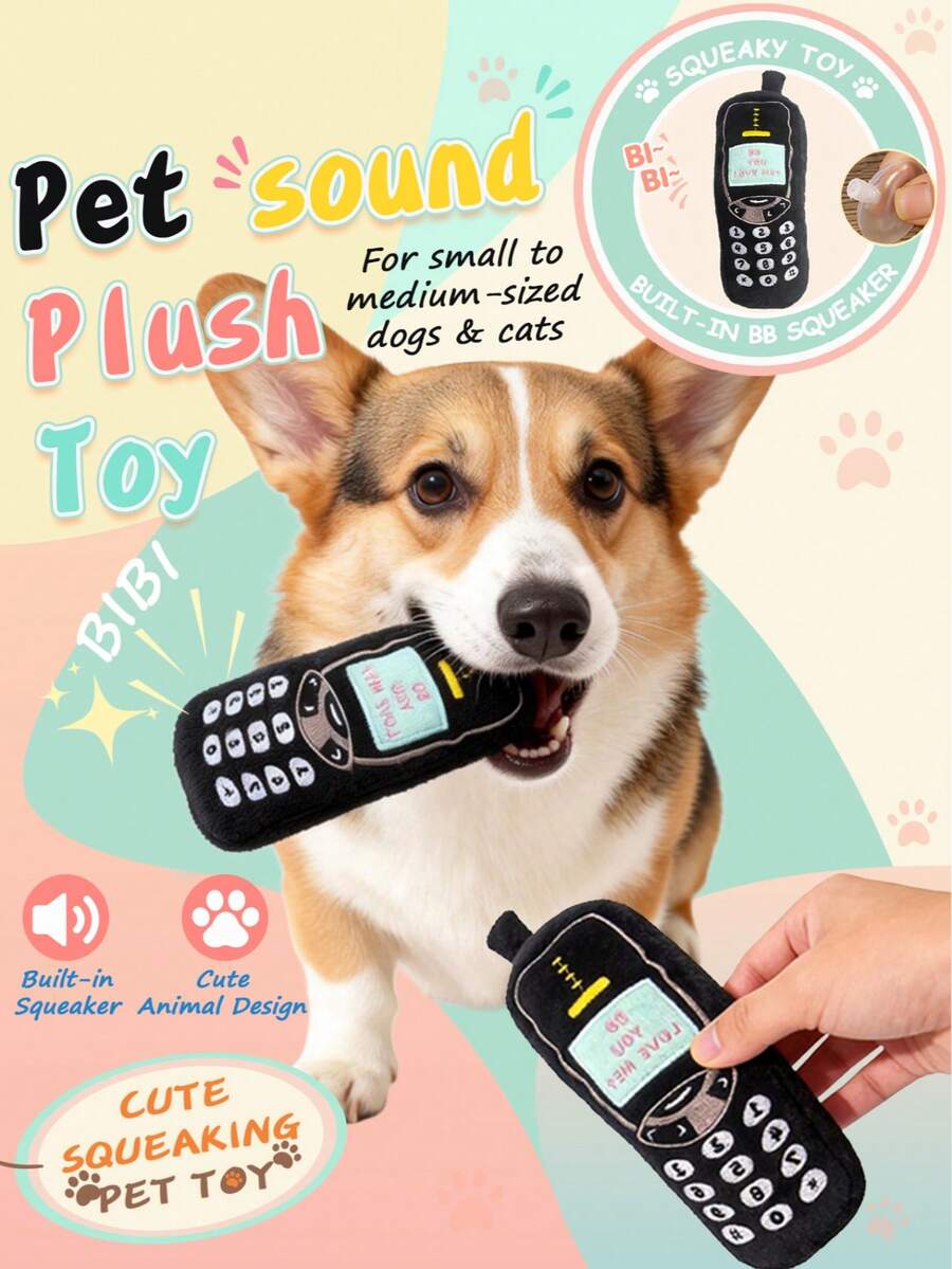 PETSIN 1PC Cute Phone-Shaped Pet Squeaky Toy, Built-In BB Squeaker, Squeaks When Bitten Or Pressed, Printed "DO YOU LOVE ME", For Small & Medium Cats Dogs, Teeth Grinding, Boredom Relief, Toss & Fetch Games, Pet Gift.