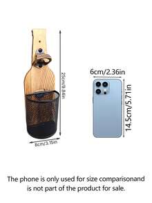 1 Piece Rustic Solid Wood Wall Mounted Bottle‑Shaped Beer Opener Built‑In Mesh Caps Collection Storage Basket Retro Textured Heavy‑Duty Wall Decoration Brown Bottle Opener For Bar Home Kitchen Man Cave Party Indoor Wall Decor Household Accessory - View 3