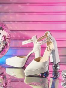 CUCCOO LuxiPop High-Heeled Thick-Soled Platform Fashionable And Simple Banquet Shoes - Apricot - View 2