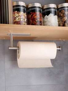 1PC Punch-Free Self-Adhesive Wall-Mounted Black Paper Tissue Rack, Easy To Install, Suitable For Kitchen, Bathroom, Under Cabinet, Sink, Balcony And More. Also For Cling Film/Foil Storage, A Multifunctional Tissue Storage Must-Have! - Multicolor - View 9