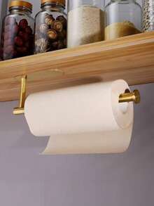 1PC Punch-Free Self-Adhesive Wall-Mounted Black Paper Tissue Rack, Easy To Install, Suitable For Kitchen, Bathroom, Under Cabinet, Sink, Balcony And More. Also For Cling Film/Foil Storage, A Multifunctional Tissue Storage Must-Have! - Multicolor - View 8