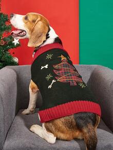 PETSIN Fashionable And Warm Christmas Winter Pet Sweater With Christmas Tree Bone And Star Patterns Festive Outfit For Cats And Corgis - Multicolor - View 6