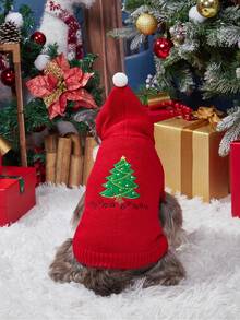 PETSIN Xmas Embroidered Santa Dog Hoodie Warm Knit Christmas Pet Sweater - Multicolor - View 6
