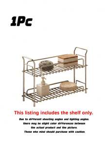 1pc Single Layer/Double-Layer Stainless Steel Storage Rack, Kitchen Countertop Seasoning Storage Rack, Bathroom Toiletries Drainage Storage Rack, Two Styles To Choose From - Multicolor - View 10