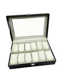 1Pc Lockable Leather Watch Storage Box, Large‑Capacity Wristwatch & Jewelry Display Organizer - Multicolor - View 12