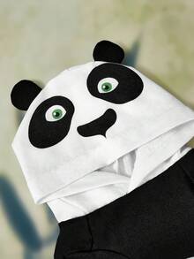 SHEIN Kung Fu Panda 3D Panda Shape Pet Hoodie, Light Thin Fabric All Seasons Wear, Multi Sizes Fit Cats Dogs, Cute Cosplay Outfit For Daily Walking & Photo Shooting - Multicolor - View 3