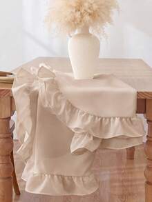 1 Piece Of Solid Color Ruffle Edge Tablecloth, Exquisite Appearance; Suitable For Restaurant Tabletops, Family Dinners, Daily Use, Banquets, Weddings, Holiday Party Decorations - Camel - View 5