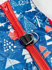 PETSIN Festive Christmas Quilted Dog Vest Zip‑Up Sleeveless Jacket With Dual D‑Ring Leash Hooks - Multicolor - View 9