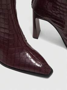 CUCCOO BIZCHIC Classic Western-Style Women's High-Heeled Platform Boots, Suitable For Daily And Festive Occasions In Autumn And Winter - Burgundy - View 6