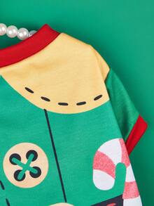 PETSIN Xmas Elf Dog Clothes, Festive Candy Cane Printed Pet Shirt Christmas Puppy Outfit - Multicolor - View 14