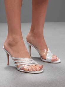 CUCCOO SZL Women's High-Heeled Sandals. Light Luxury Rhinestone Straps, Banquet Style Open-Toed Women's Shoes - Silver - View 7