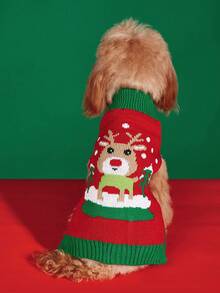 PETSIN Reindeer Dog Christmas Sweater Snow Scene Knit Pet Winter Holiday Outfit - Multicolor - View 7