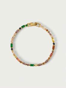 Glisma 18K Gold-Plated Colored Gemstone Fashion Light Luxury Bracelet (Random Color Sorting) - Yellow Gold - View 2