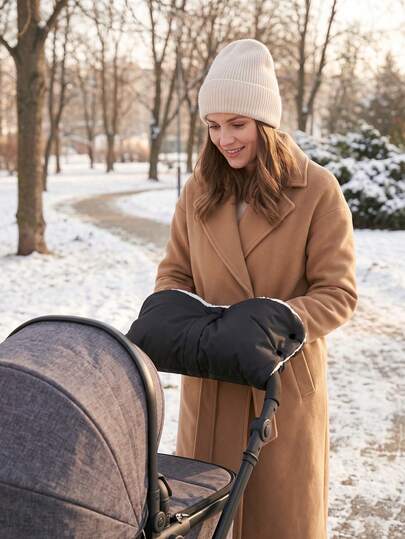 SHEIN 1 pièce gant de poussette, une pièce d'hiver chaude et en velours, gants de poussette universels, accessoires essentiels pour les mères en voyage