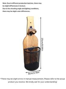 1 Piece Rustic Solid Wood Wall Mounted Bottle‑Shaped Beer Opener Built‑In Mesh Caps Collection Storage Basket Retro Textured Heavy‑Duty Wall Decoration Brown Bottle Opener For Bar Home Kitchen Man Cave Party Indoor Wall Decor Household Accessory - View 4