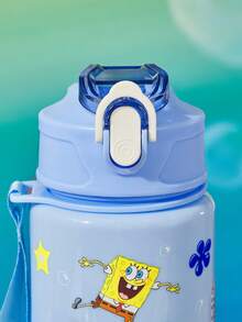 SpongeBob SquarePants | SHEIN 25oz / 750ml 塑膠水壺，附矽膠吸管與防漏蓋，適合旅行、觀光與學校使用 - 藍色 - 查看 6