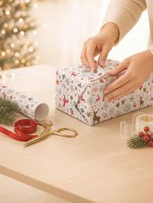 Christmas Reindeer Pattern Holiday Gift Wrapping Paper - D - View 7