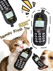 PETSIN 1PC Cute Phone-Shaped Pet Squeaky Toy, Built-In BB Squeaker, Squeaks When Bitten Or Pressed, Printed "DO YOU LOVE ME", For Small & Medium Cats Dogs, Teeth Grinding, Boredom Relief, Toss & Fetch Games, Pet Gift. - Black - View 6