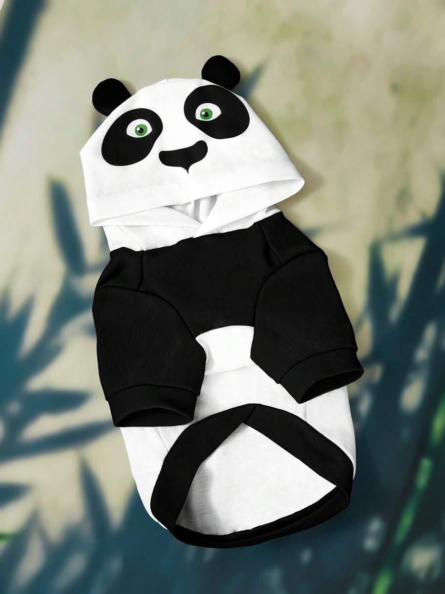 SHEIN Kung Fu Panda 3D Panda Shape Pet Hoodie, Light Thin Fabric All Seasons Wear, Multi Sizes Fit Cats Dogs, Cute Cosplay Outfit For Daily Walking & Photo Shooting - Multicolor - View 1