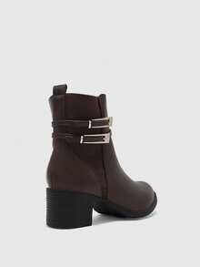 CUCCOO BIZCHIC Women's Buckle Design Fashion Daily Wear Chunky Heel Ankle Boots Fall Shoes - Coffee Brown - View 8