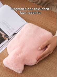 1pc Water Filling PVC Hot Water Bottle, Anti-Explosion With Cute Plush Cover - multicolor - View 3