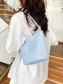 Simple Solid Color Mini Shoulder Tote Bag Soft Lightweight Daily Use Underarm Handbag Multi‑Color Options For Women - Multicolor - View 2