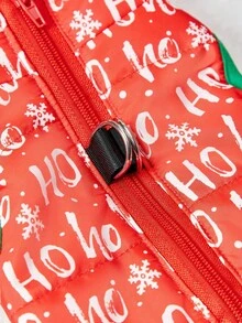 PETSIN Cozy Christmas Winter Dog Vest Holiday Pattern With Gingerbread Men Hoho Pet Jacket - Red and White - View 9