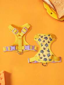 TOM & JERRY X PETSIN A Set Of Pet Harness And Leash Set With Fun Pattern, Polyester Material, Padded Chest Strap, Breathable Mesh Fabric, Daily Walks And Exploration, For Cats And Dogs, Lightweight And Dur - Yellow - View 6
