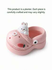 Joivida 1Pc Cute Slipper Shaped Succulent Planter, Creative Animal Themed Resin Flower Pot, Fun Hole Shoe Design Plant Pot For Small Plants, Multiple Animal Styles (Rabbit/Panda/Cat/Bull), Durable Non-Deform Resin Planter For Desk & Home Decor, - multicolor - View 12