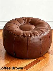 Bohemian Round Storage Ottoman Filler Not Included | Waterproof PU Leather Hidden Storage For Clothes & Toys Single / 2‑Pack Optional - Multicolor - View 4
