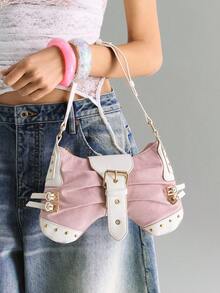 Viva Strut Ladies Bag, Spice Girl Y2K Punk, Hardware Decoration, Leopard Print, Suitable For Daily Commuting, The Best Gift For Girlfriends, A Must-Have Item For - Pink - View 1