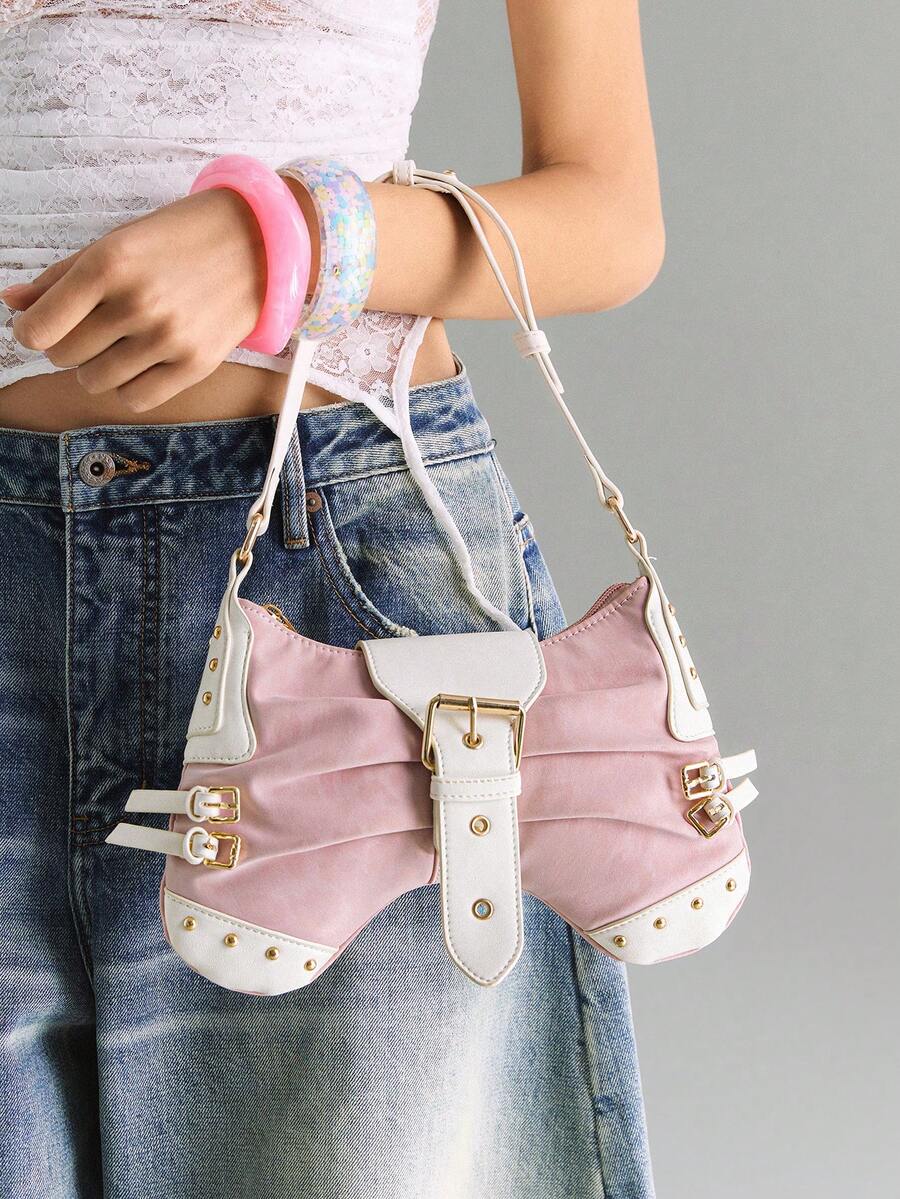 Viva Strut Ladies Bag, Spice Girl Y2K Punk, Hardware Decoration, Leopard Print, Suitable For Daily Commuting, The Best Gift For Girlfriends, A Must-Have Item For - Pink - View 1