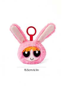 THE POWERPUFF GIRLS X SHEIN 1個可愛毛絨吊飾，精緻刺繡，可愛造型，可掛在包包和鑰匙上 - 粉色 - 查看 3