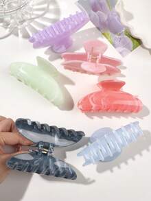 BestieMix 10-Piece Set Of Morandi Marble Pattern Semi-Circular Hair Claws, Back Of The Head Updo Hair Claw, Versatile Daily Women's Hair Accessories - Multicolor - View 5