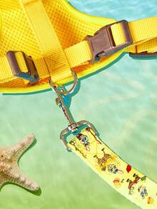 SpongeBob SquarePants | PETSIN 2pcs Pet Harness And Leash Set With Cute Pattern, Polyester Material, Soft Inner Lining, Quick-Release Buckle, Hiking And Park Outings, For Small Dogs And Cats, Comfortable And Sec - Yellow - View 6