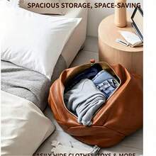Bohemian Round Storage Ottoman Filler Not Included | Waterproof PU Leather Hidden Storage For Clothes & Toys Single / 2‑Pack Optional - Multicolor - View 3