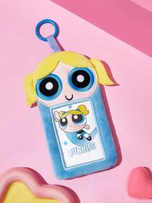 THE POWERPUFF GIRLS X SHEIN Dompet Kartu Animasi Biru, Bentuk Rambut Tiga Dimensi, Cocok Untuk Menyimpan Kartu Kecil Idou, Kartu Kerja, Kartu Kampus, Kartu Transportasi, dll., Desain Jendela PVC Transparan, Dapat Digantung di Tas - Gadis Powerpuff - View 4
