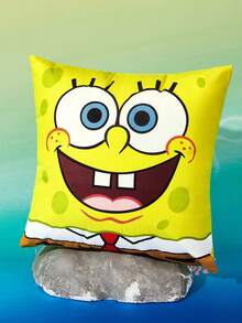 SpongeBob SquarePants | SHEIN 1個卡通裝飾抱枕套（不含枕芯），尺寸 45 * 45 cm，柔軟舒適的毛絨布料，適用於家居裝飾、汽車、禮品等 - 彩色 - 查看 2
