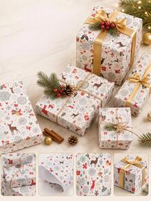Christmas Reindeer Pattern Holiday Gift Wrapping Paper - D - View 6