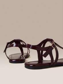 HighSole Burgundy Riveted Flip-Flops, Bold And Avant-Garde, Suitable For Holiday Style, Spring Street Wear Or Relaxed Summer Guest Styling - Burgundy 1A - View 3