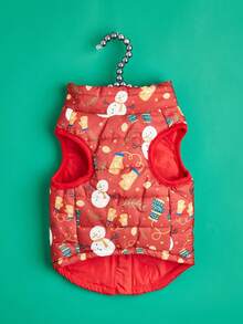 PETSIN Christmas Print Dog Puffer Vest Zipper Winter Coat With Harness Hole For Small Medium Dogs - Multicolor - View 15