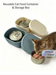 Reusable Cat Food Storage Container, Reusable Airtight Pet Food Canister, Pet Food Can, Silicone Seal Lid, Suitable For Wet Pet Food, Keeps Food Fresh, Locks In Freshness - Multicolor - View 2