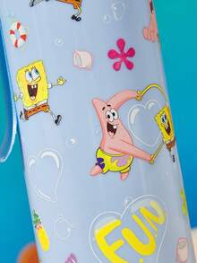 SpongeBob SquarePants | SHEIN 25oz / 750ml 塑膠水壺，附矽膠吸管與防漏蓋，適合旅行、觀光與學校使用 - 藍色 - 查看 7