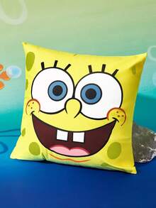 SpongeBob SquarePants | SHEIN 1個卡通裝飾抱枕套（不含枕芯），尺寸45*45公分，柔軟舒適的毛絨布料，適用於居家裝飾、汽車、禮品等 - 彩色 - 查看 5