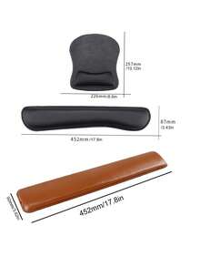 2pcs PU Leather Wrist‑Support Mouse Pad, Soft Wrist Rest Cushion, Comfort Wrist Pillow For Computer Office Daily Use - View 3