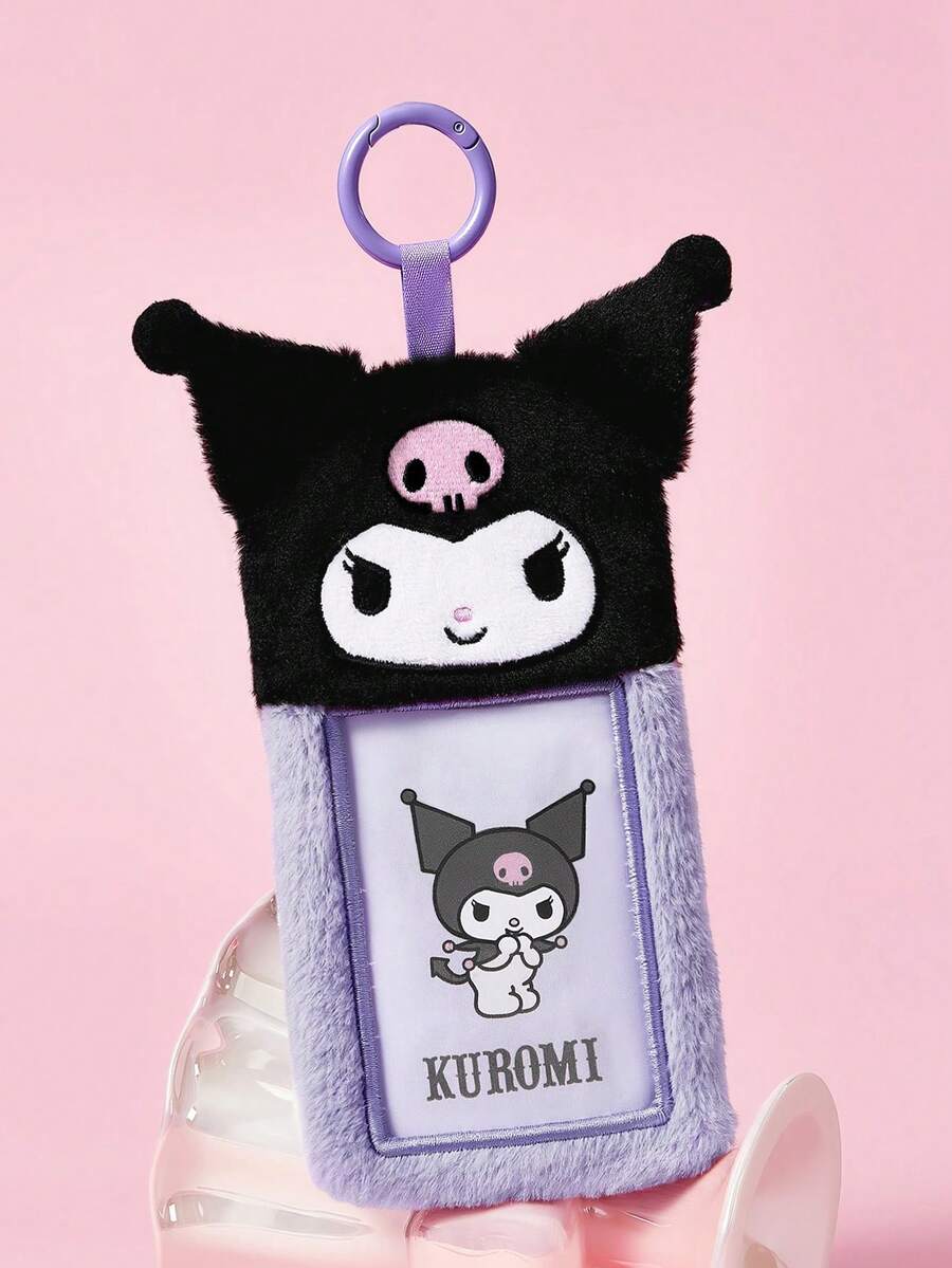 HELLO KITTY AND FRIENDS | SHEIN 1個紫色卡通卡套,可愛設計,適用於偶像小卡、身分證、學生證、交通卡等,透明PVC視窗設計,可掛在包包上 - 庫洛米 - 查看 1