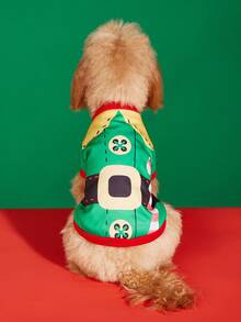 PETSIN Xmas Elf Dog Clothes, Festive Candy Cane Printed Pet Shirt Christmas Puppy Outfit - Multicolor - View 11