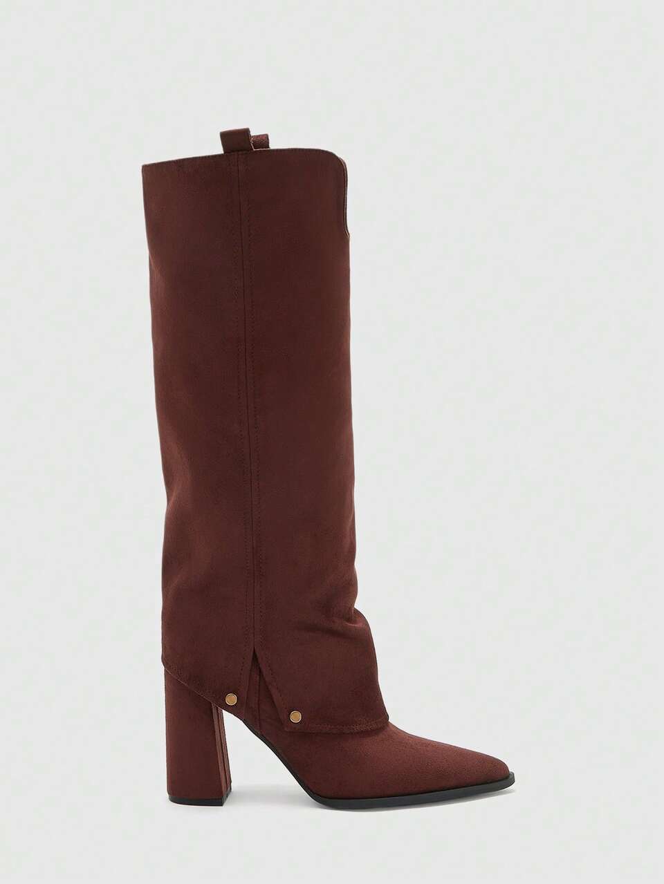 CUCCOO BIZCHIC Women's Pointed High Boots Round Metal Rivets Thick Square With Autumn Fashion Boots Fall Boots